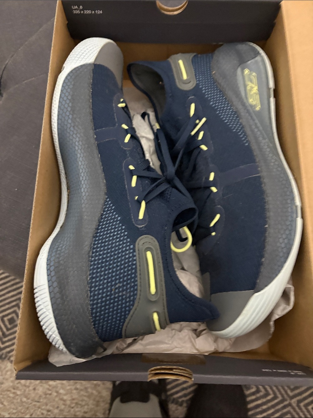 Under Armour Curry basketball Navy Sneakers with Yellow Accents